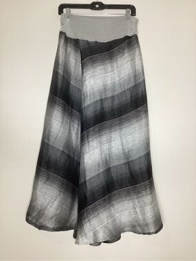 INIZIO Grey Striped Lightweight Linen Skirt Italy NWT Med